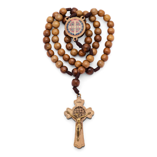MONDO CATTOLICO ROMA Prayer Beads 52 cm (20.47 in) / 62 cm (24.41 in) / 10 mm (0.39 in) Pouch with Saint Benedict Rosary