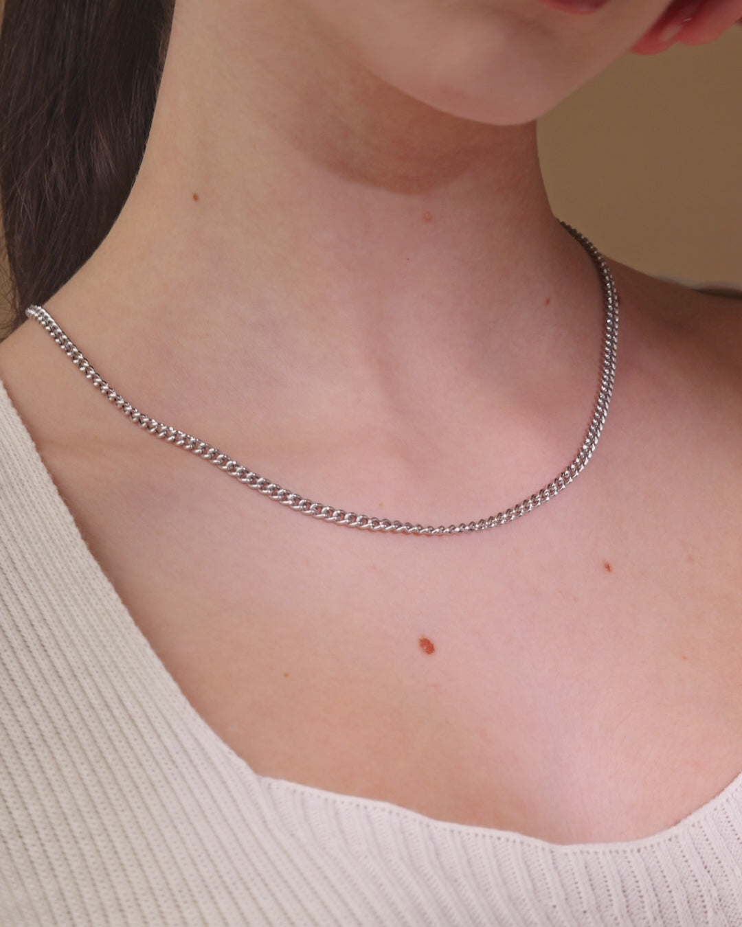 Sterling Silver Hollow Curb Chain Necklace | MONDO CATTOLICO