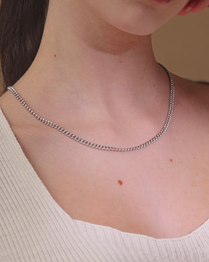 Sterling Silver Hollow Curb Chain Necklace