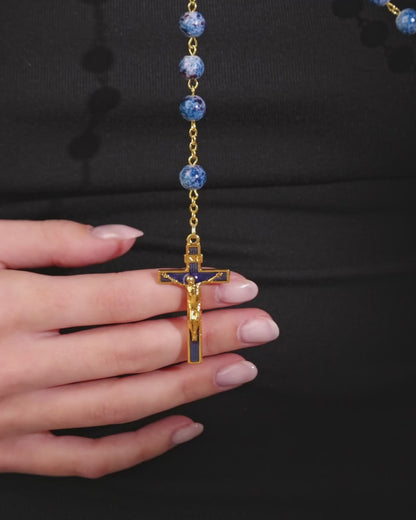 Blauer bunter Rosenkranz Unserer Lieben Frau von der Wundertätigen Medaille