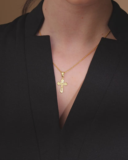 Budded Crucifix Entirely in Gold Plated
