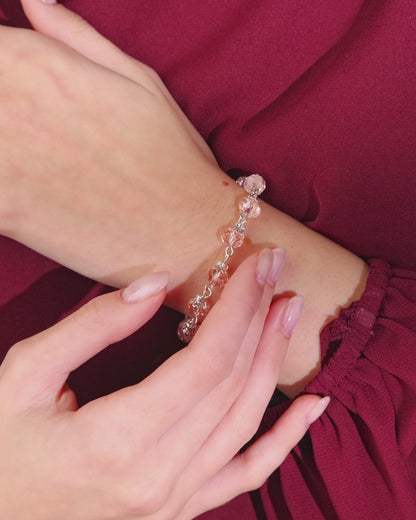 Bracelet chapelet avec perles en cristal rose clair en forme de ballon