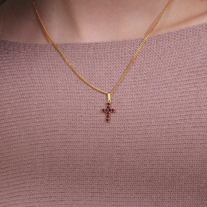 Piccola Croce Granata in Placcato Oro