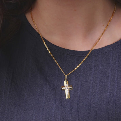 Crocifisso Bicolore Placcato Oro