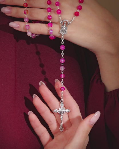 Rosenkranz mit rosa Achatperlen