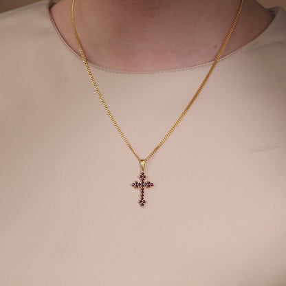 Croce Trifogliata senza Corpo in Granata Placcato Oro 