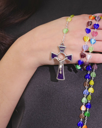 Rosario Multicolor con Grani a Cuore Cat Eye