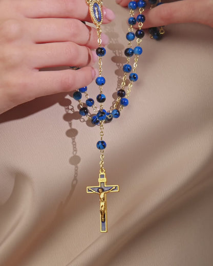 Blauer bunter Rosenkranz Unserer Lieben Frau von der Wundertätigen Medaille