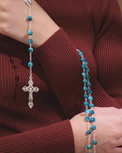 Chapelet effet marbre bleu