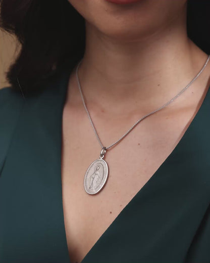 Médaille Miraculeuse Grande en Or Blanc