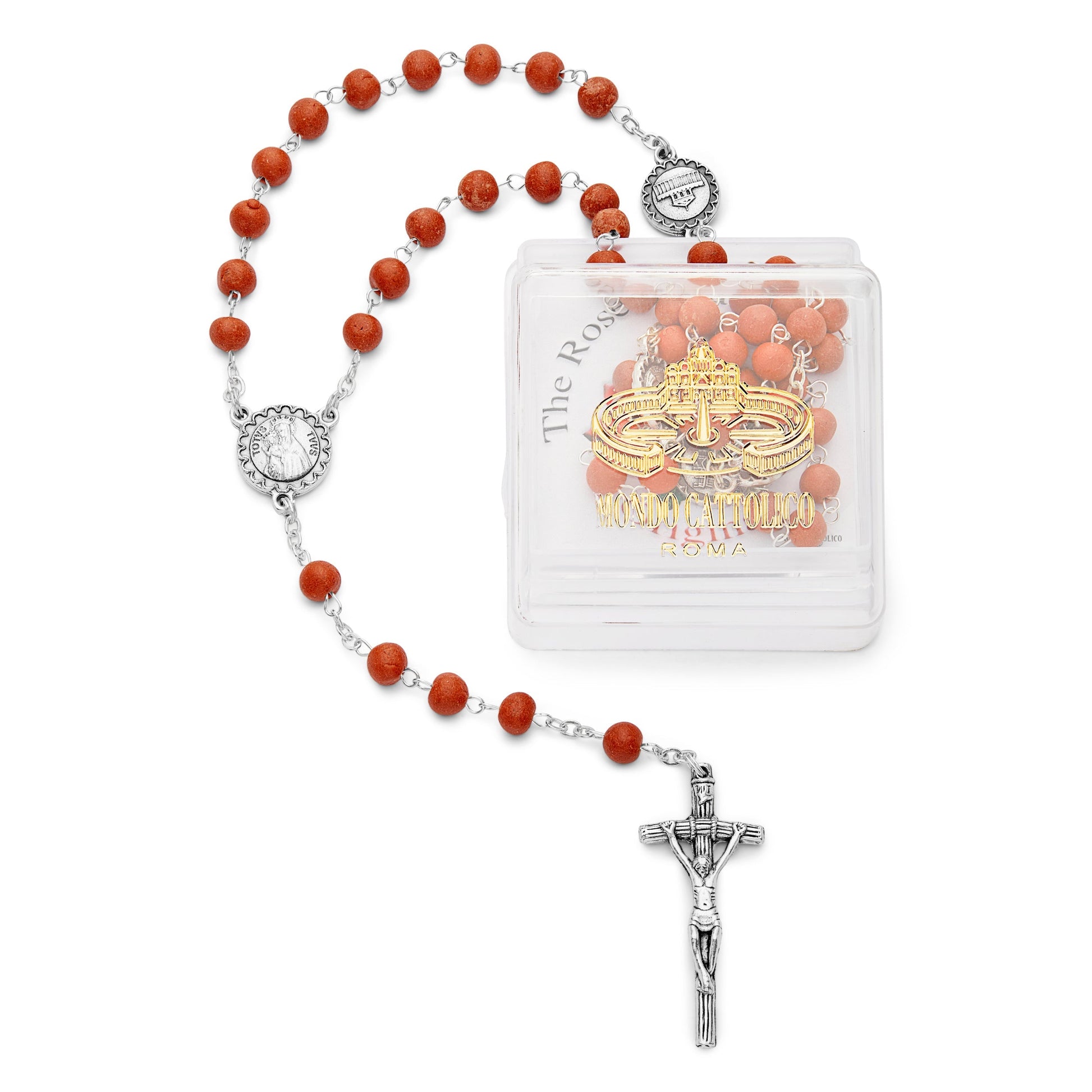 MONDO CATTOLICO Prayer Beads Real Rose Petal Rosary T. Tuus San Benedetto