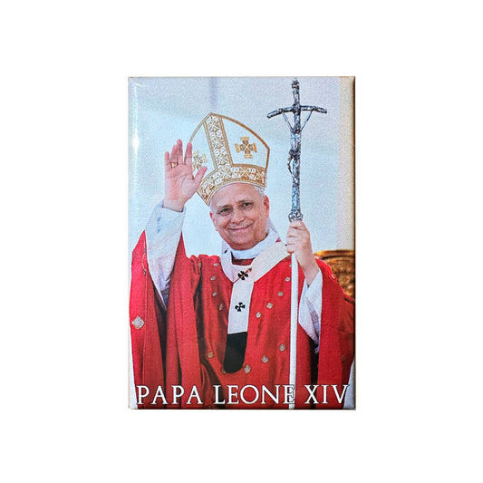 MONDO CATTOLICO ROMA Magnet 5.5x8 cm (2.17x3.15 in) Rectangular Magnet of Pope Leo XIV with his Ferula