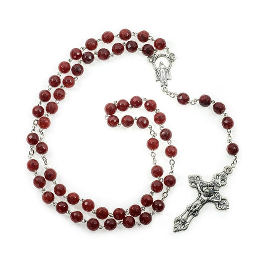 MONDO CATTOLICO Prayer Beads 40.5 cm (15.9 in) / 6 mm (0.23 in) Red Agathe Rosary