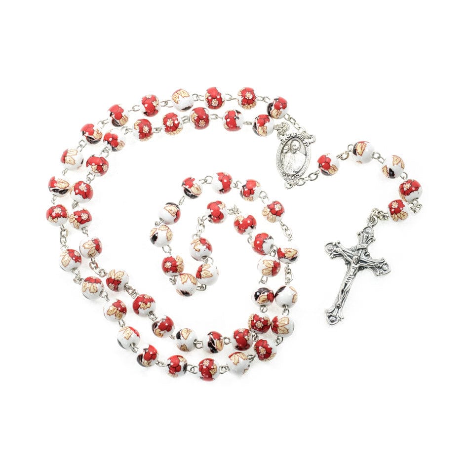 MONDO CATTOLICO Prayer Beads 50 cm (19.68 in) / 6 mm (0.23 in) Red Ceramic Beads Chaplet