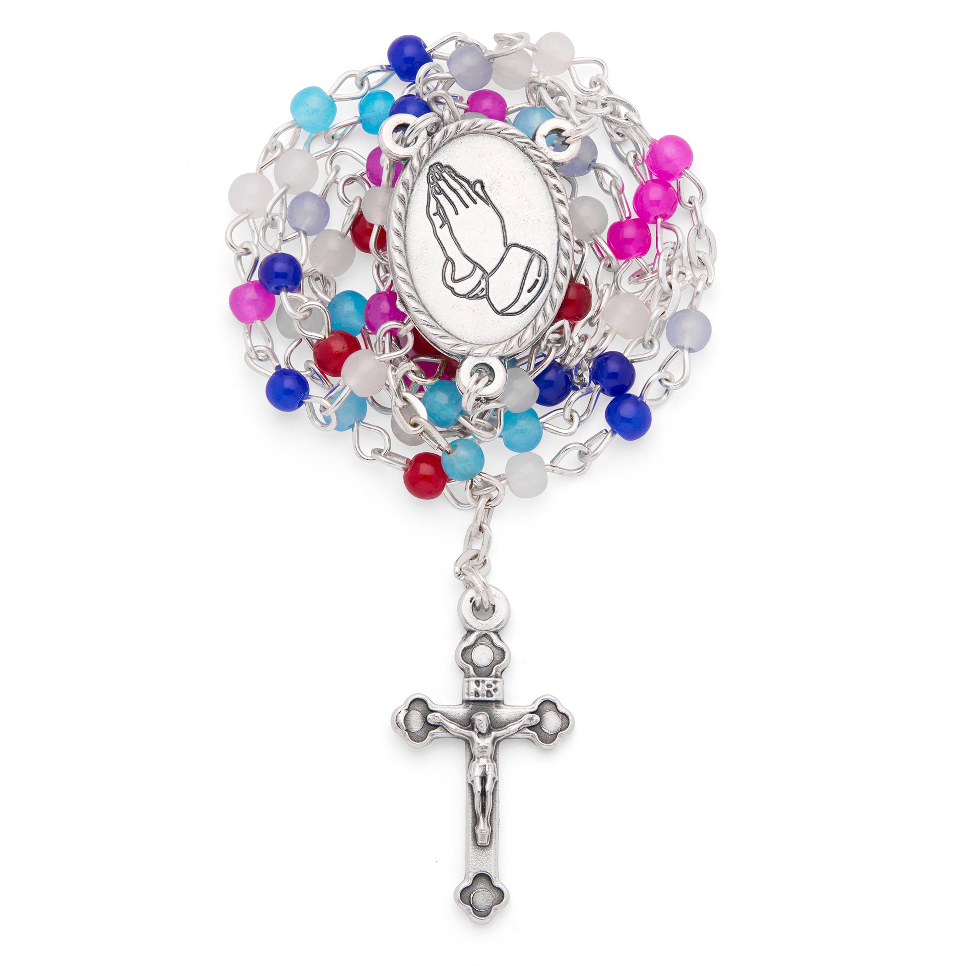 MONDO CATTOLICO ROMA Rosary Box 3 x 3.5 cm (1.18 x 1.38 in) / 42 cm (16.54 in) / 3 mm (0.12 in) Red Enameled Pope Leo XIV Rosary Case with Multicolor Rosary
