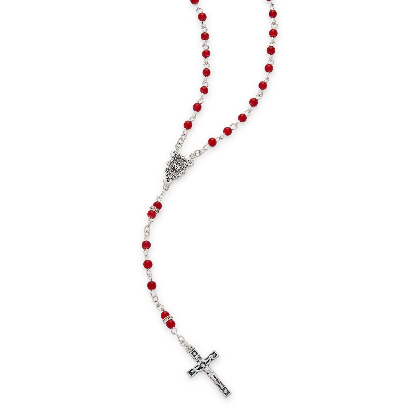 MONDO CATTOLICO ROMA Prayer Beads Red Pearls Beads Miraculous Virgin Rosary