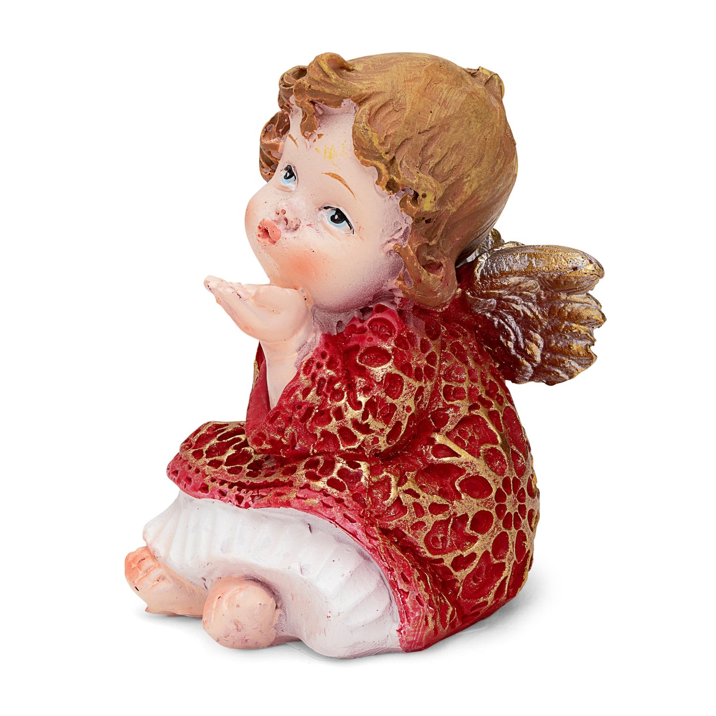 Mondo Cattolico 7 cm (2.76 in) Red Resin Angel Sending a Kiss