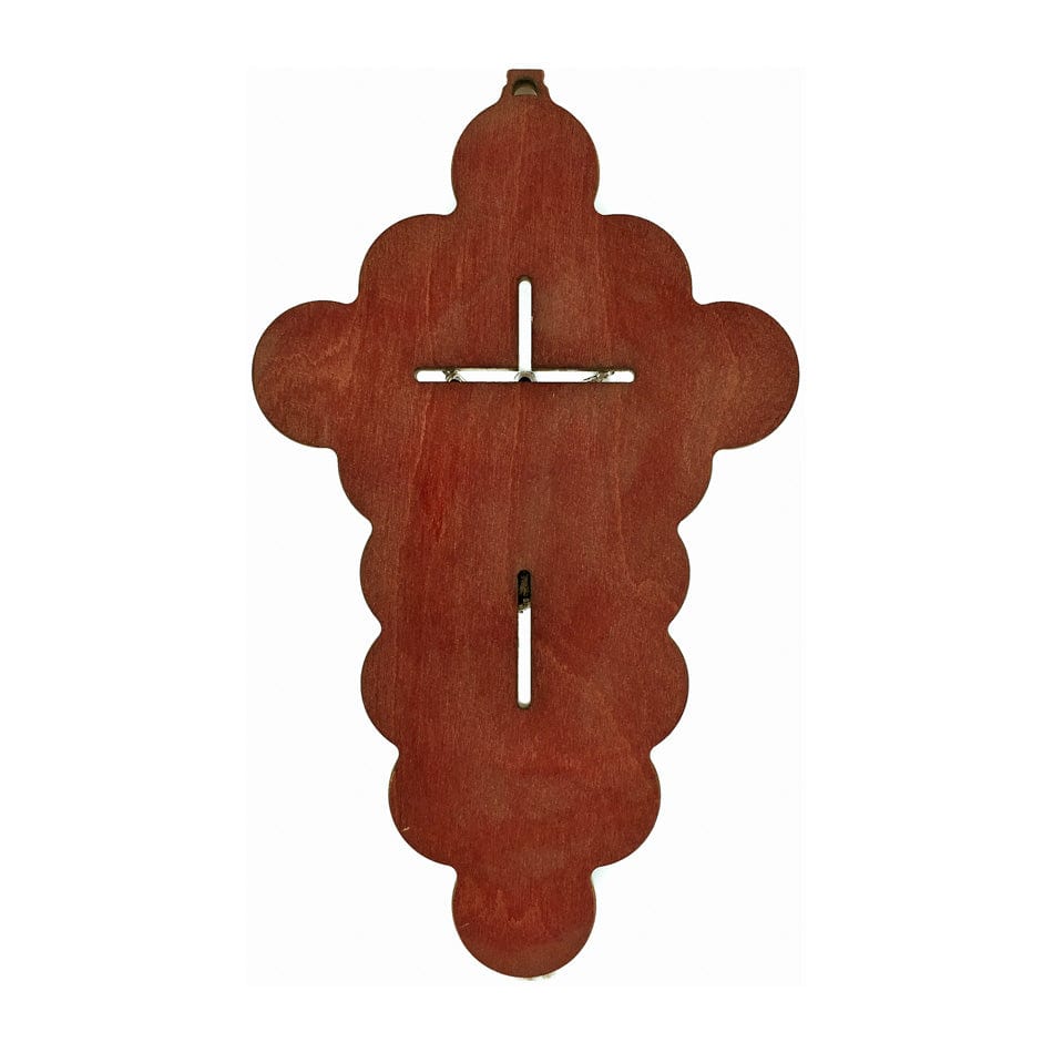 MONDO CATTOLICO 29 cm (11.41 in) Red Wooden Risen Christ Crucifix With Via Crucis