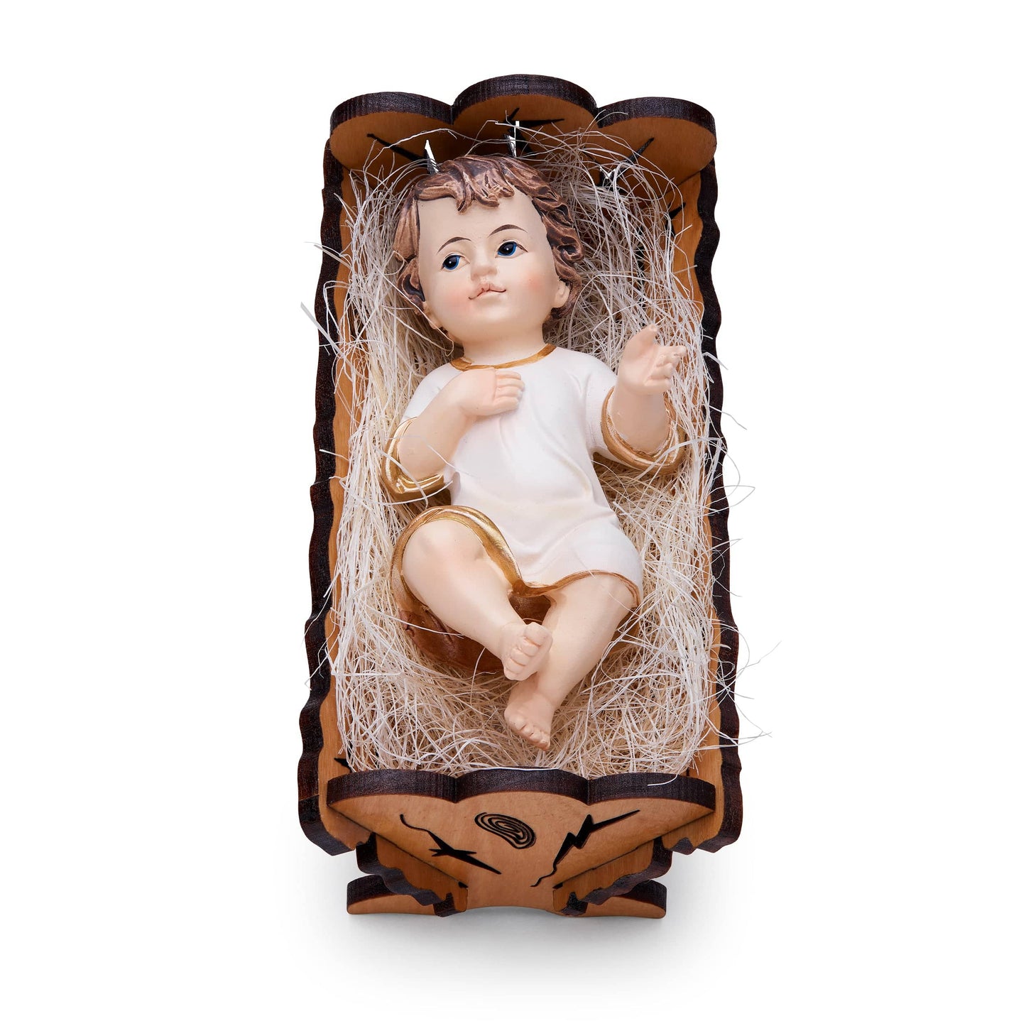 MONDO CATTOLICO Cm 10 (3.9 inches) Resin Baby Jesus in the Crib