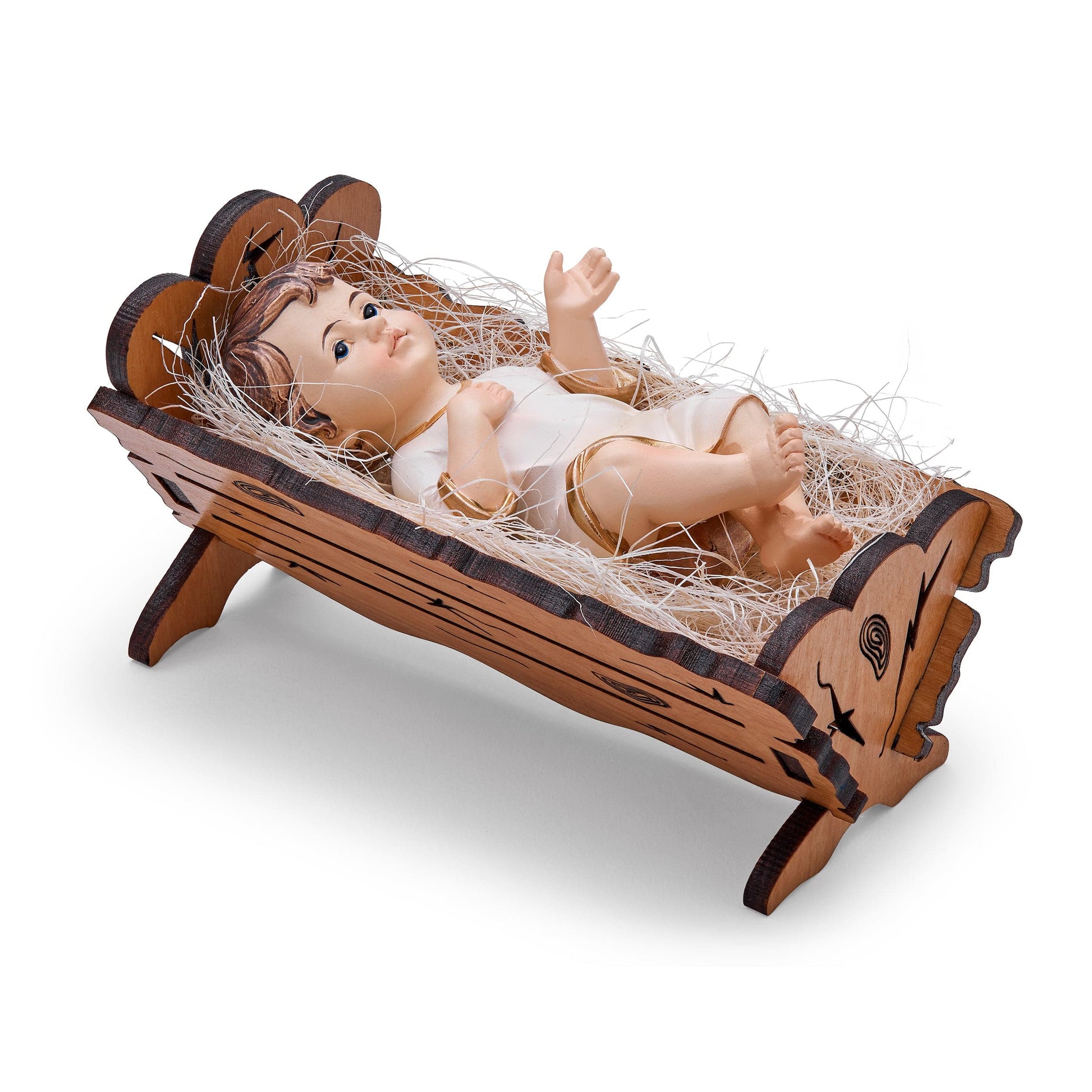 MONDO CATTOLICO Resin Baby Jesus in the Crib