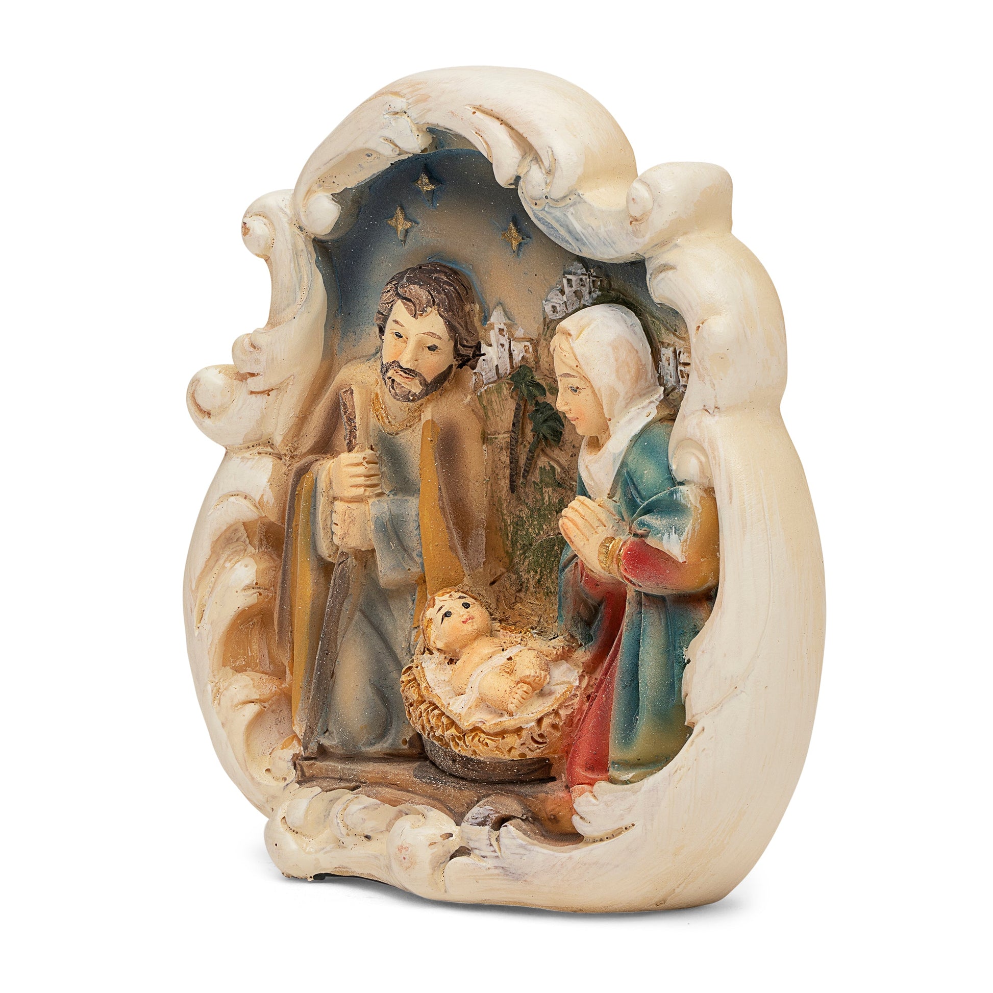 Mondo Cattolico 14 cm (5.51 in) Resin Cloud With Nativity Scene and Jerusalem