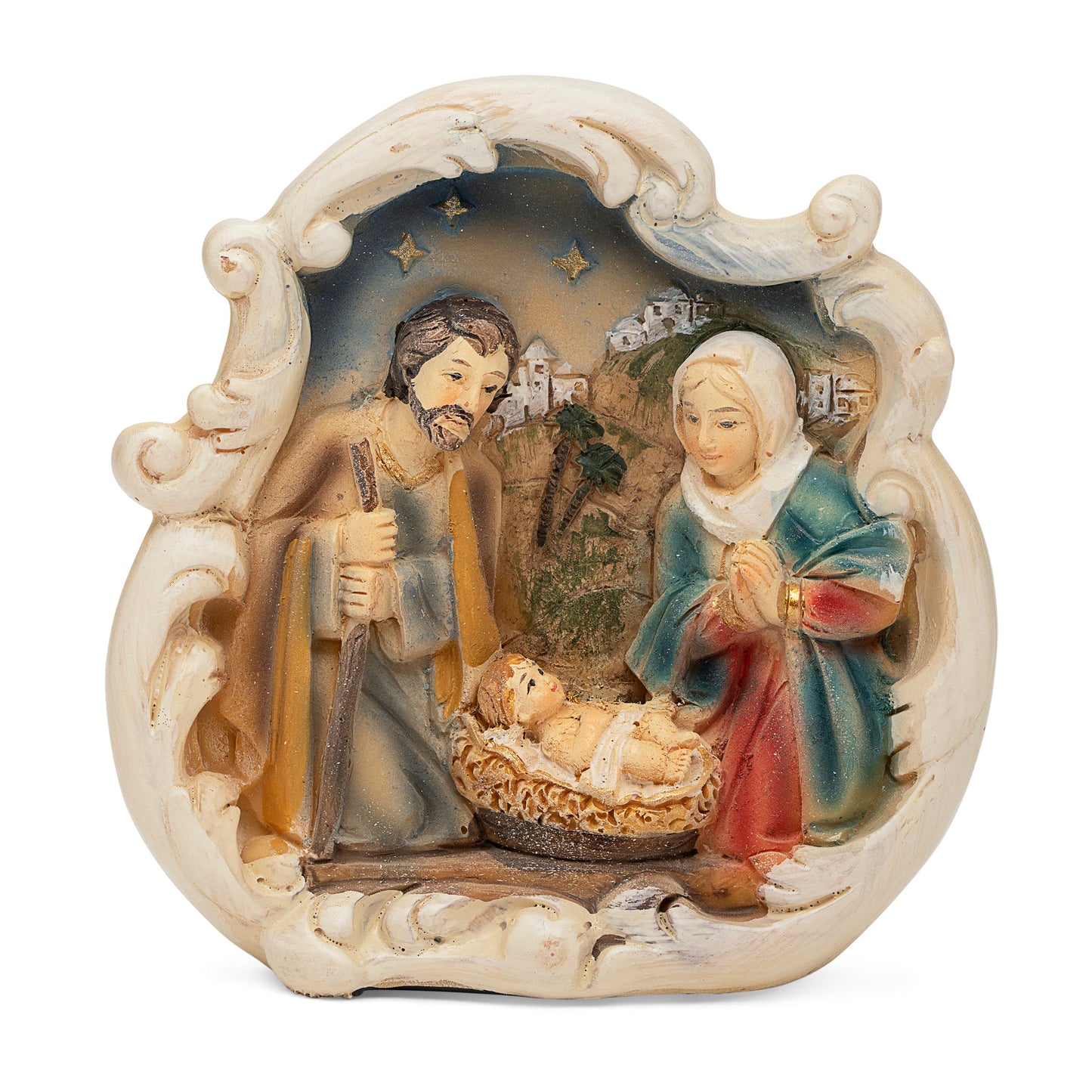 Mondo Cattolico 14 cm (5.51 in) Resin Cloud With Nativity Scene and Jerusalem