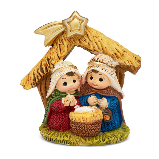 Mondo Cattolico 6 cm (2.36 in) Resin Nativity Scene With Hut