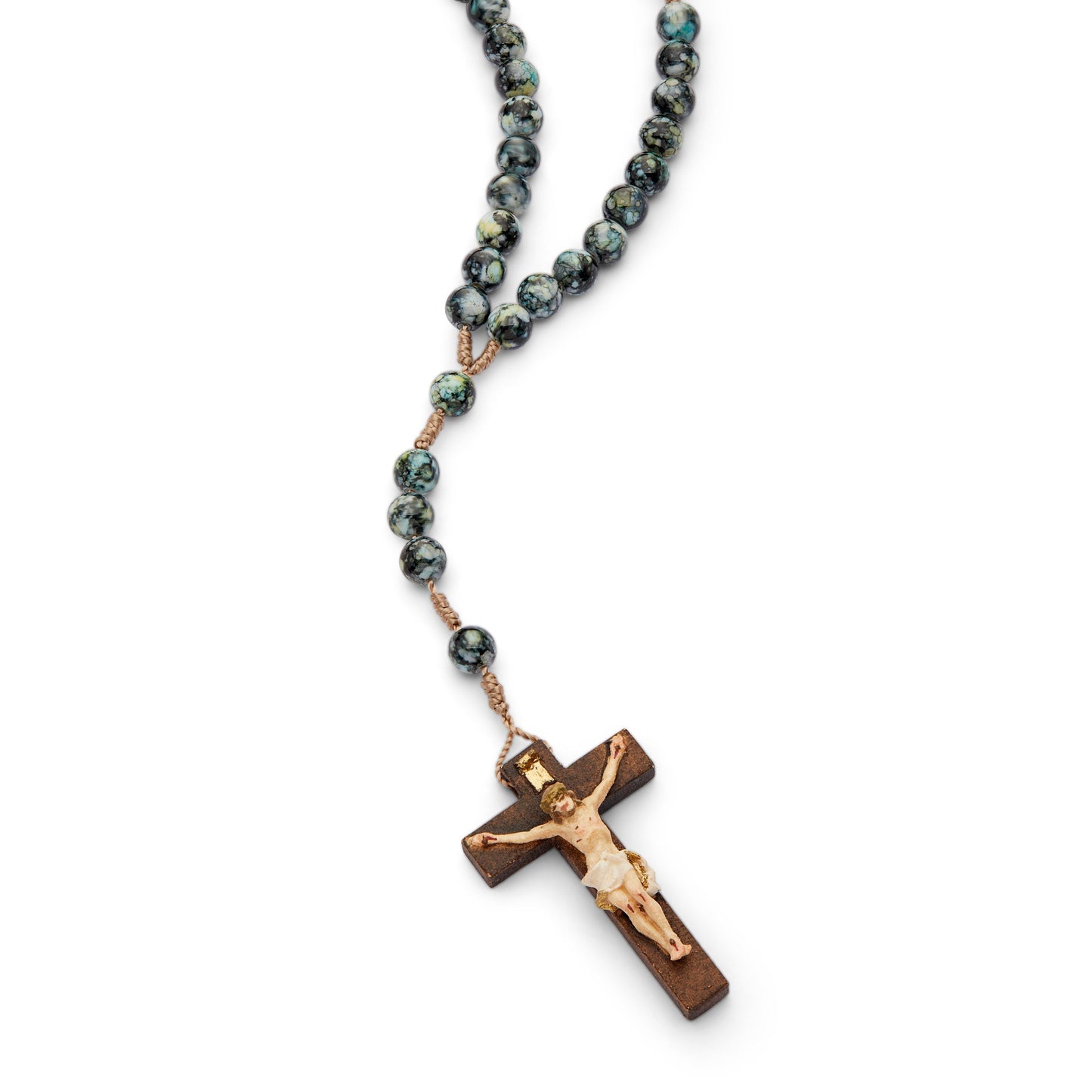 MONDO CATTOLICO Prayer Beads 37.5 cm (14.7 in) / 7 mm (0.27 in) Resin Rosary in Rope
