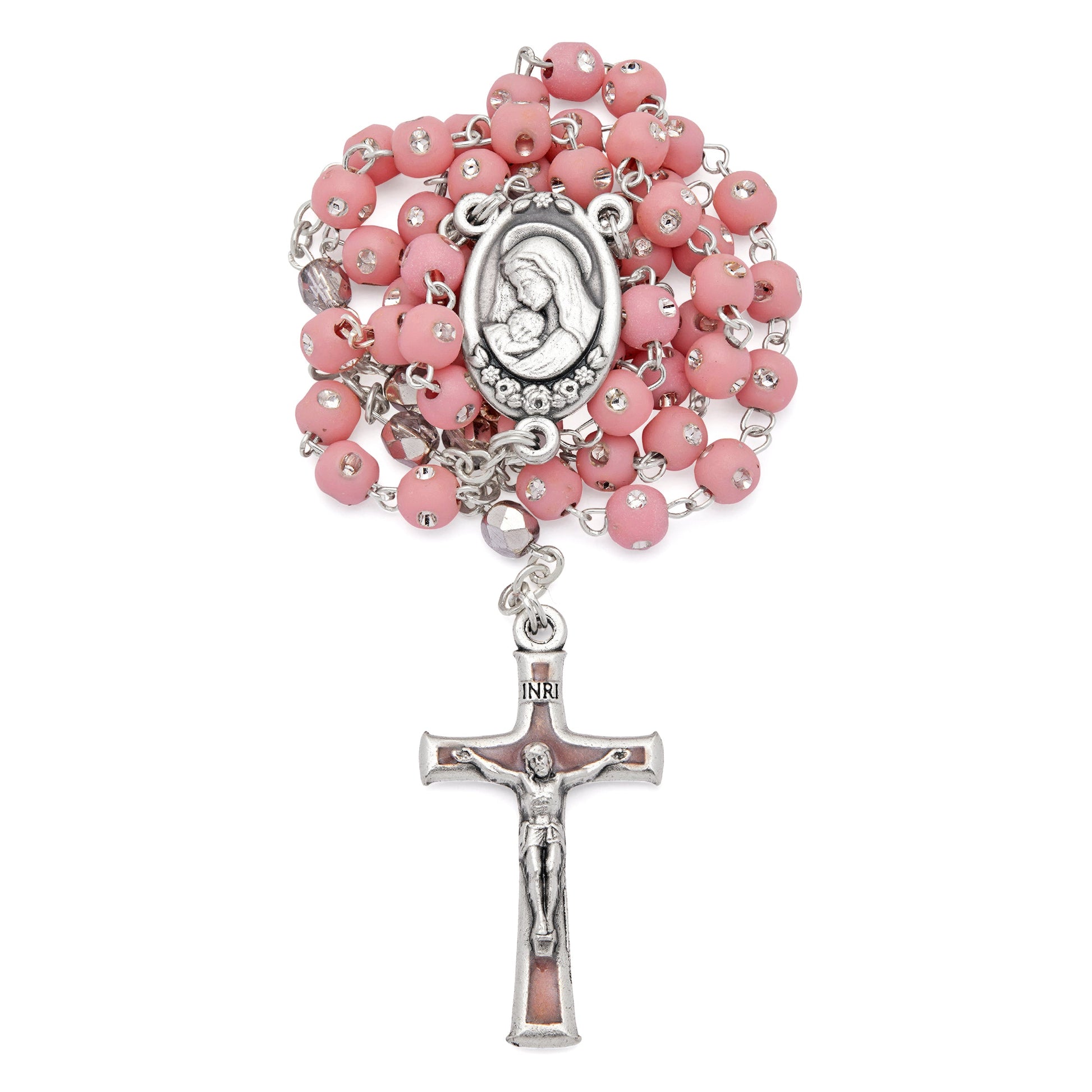 MONDO CATTOLICO Prayer Beads Resin rosary with rhinestones