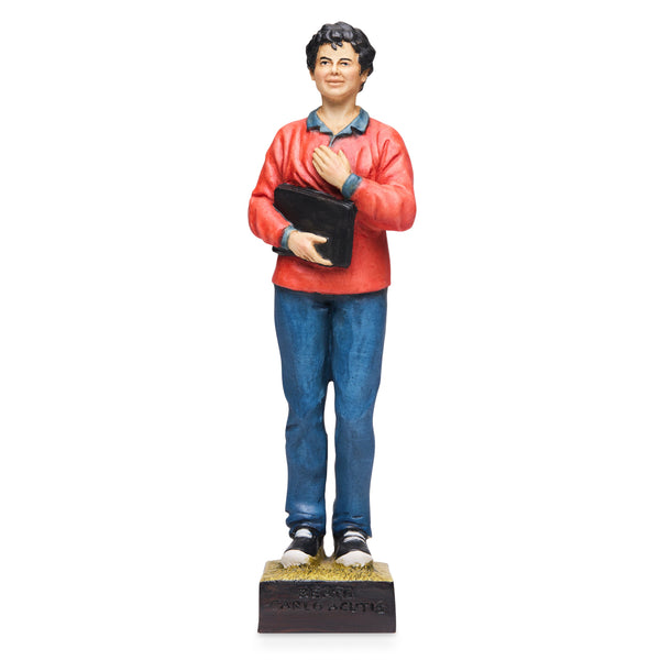 Figurine Carlos Acutis Patron Des Informaticiens - Résine Peinte Main, 3x7x20 Cm, Statue Religieuse, Décoration
