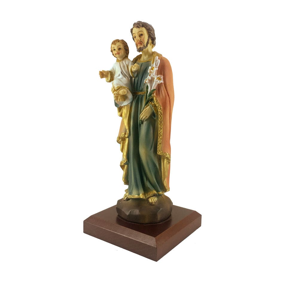MONDO CATTOLICO 16 cm (6.30 in) Resin Statue of Saint Joseph With Baby Jesus