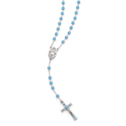 MONDO CATTOLICO ROMA Prayer Beads 36 cm (14.17 in) / 48 cm (18.90 in) / 4 mm (0.16 in) Resin turquoise rosary with rhinestones