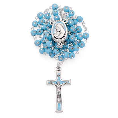 MONDO CATTOLICO ROMA Prayer Beads 36 cm (14.17 in) / 48 cm (18.90 in) / 4 mm (0.16 in) Resin turquoise rosary with rhinestones