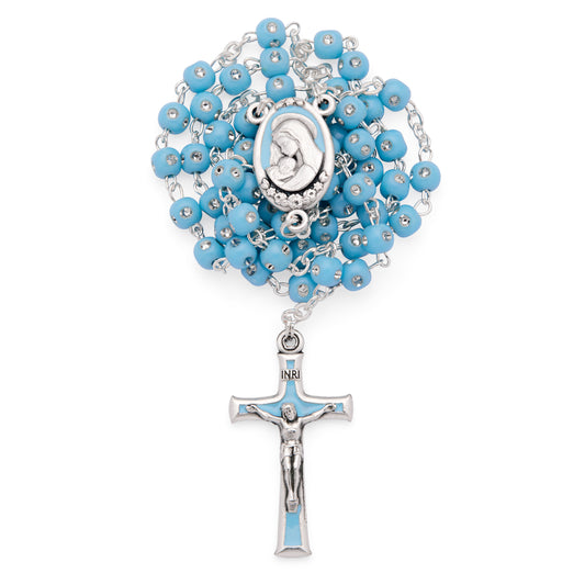 MONDO CATTOLICO ROMA Prayer Beads 36 cm (14.17 in) / 48 cm (18.90 in) / 4 mm (0.16 in) Resin turquoise rosary with rhinestones