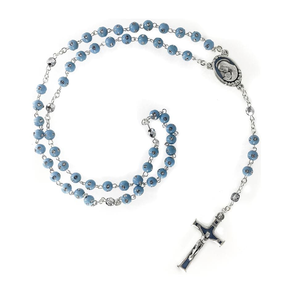 MONDO CATTOLICO Prayer Beads Resin turquoise rosary with rhinestones
