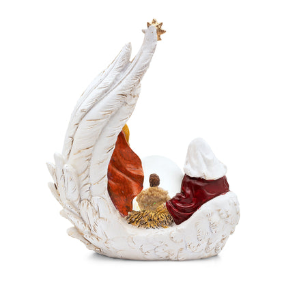 Mondo Cattolico 16 cm (6.30 in) Resin Wing With Nativity Scene and Snow Globe