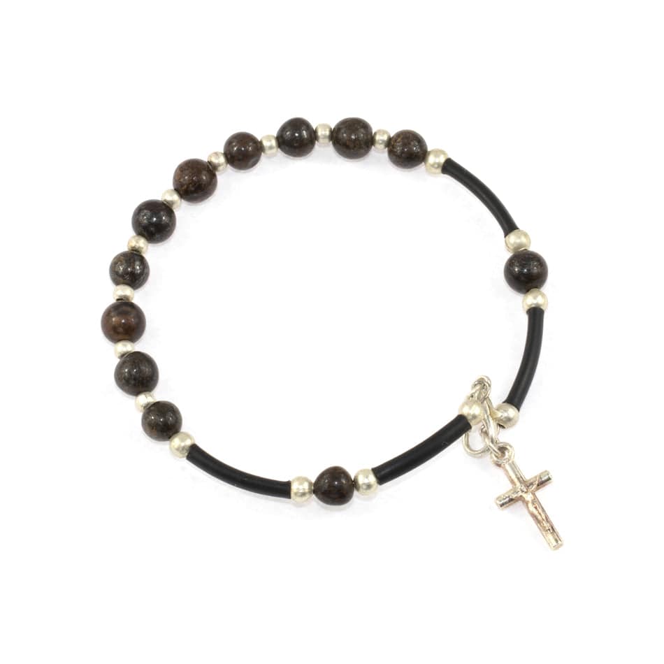 MONDO CATTOLICO Prayer Beads Adjustable Rigid Caoutchouc Rosary Bracelet