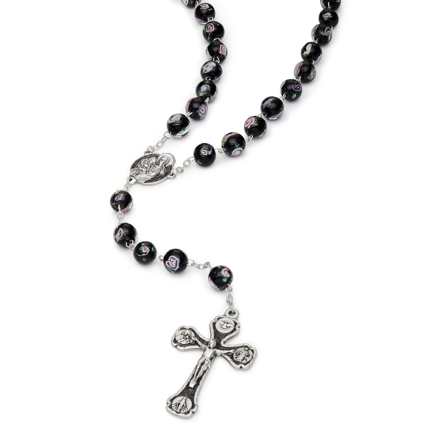 MONDO CATTOLICO Prayer Beads 60 cm (23.69 in) / 10 mm (0.39 in) Romantic Rosary in Venetian Glass Beads