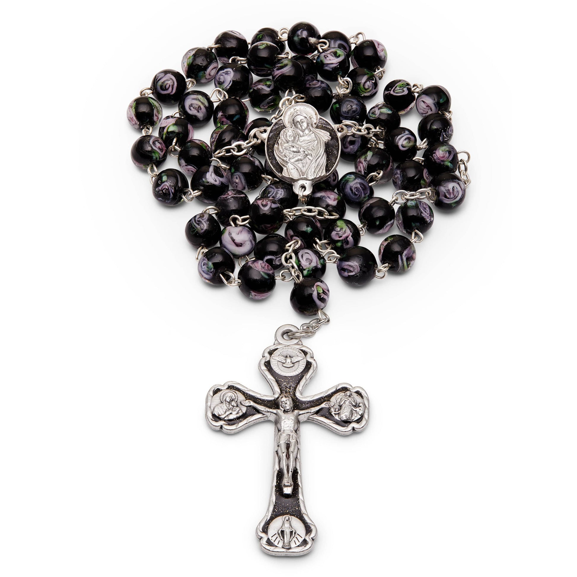 MONDO CATTOLICO Prayer Beads 60 cm (23.69 in) / 10 mm (0.39 in) Romantic Rosary in Venetian Glass Beads