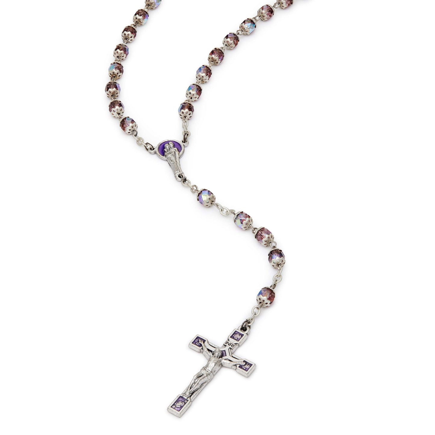 MONDO CATTOLICO Prayer Beads 51.5 cm (20.27 in) / 8 mm (0.31 in) Rosary Beads with enameled Holy Family centerpiece