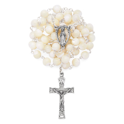 MONDO CATTOLICO ROMA Prayer Beads 53 cm (20.87 in) / 73 cm (28.74 in) / 7 mm (0.28 in) Rosary Beads with Jesus of Sacred Heart Center Medal and Holy Spirit Crucifix