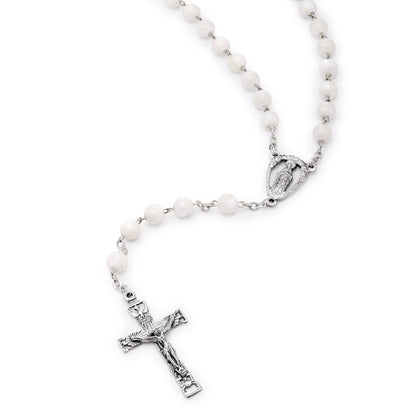 MONDO CATTOLICO Prayer Beads 48 cm (18.89 in) / 6.5 mm (0.25 in) Rosary Beads with Jesus of Sacred Heart Center Medal and Holy Spirit Crucifix