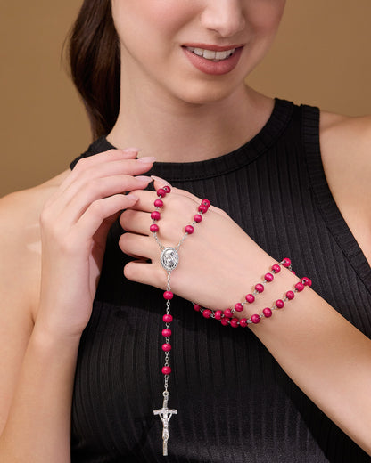 MONDO CATTOLICO ROMA Rosary 45 cm (17.71 in) / 6 mm (0.23 in) Rosary box of Jubilee 2025 with a Scent of Rose