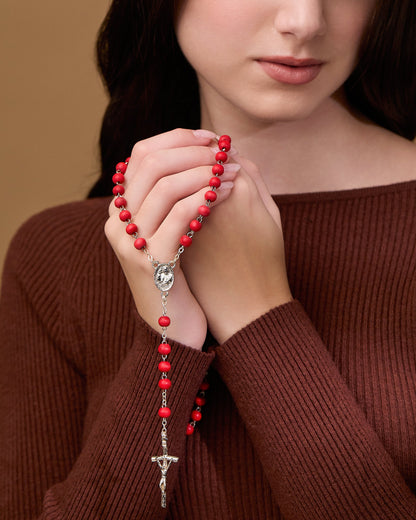 MONDO CATTOLICO ROMA Prayer Beads 45 cm (17.71 in) / 6 mm (0.23 in) Rosary box of Pope Francis I with a Scent of Rose