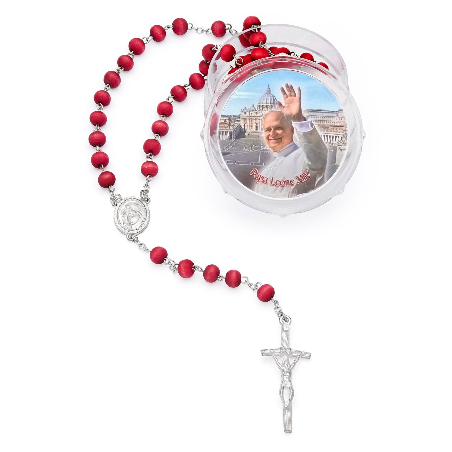 MONDO CATTOLICO ROMA Rosary 45 cm (17.71 in) / 6 mm (0.23 in) Rosary box of Pope Leo XIV with a Scent of Rose