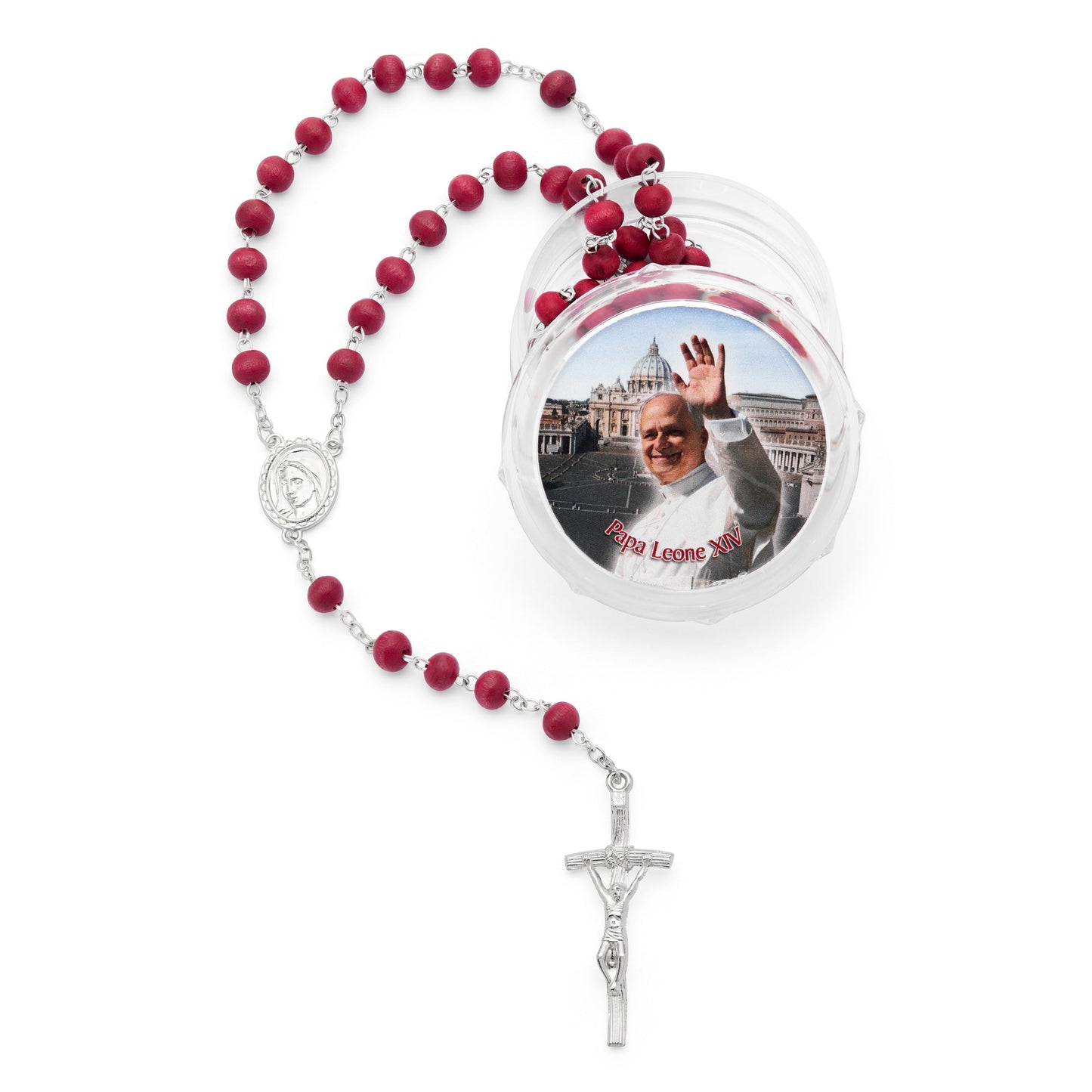 MONDO CATTOLICO ROMA Rosary 45 cm (17.71 in) / 6 mm (0.23 in) Rosary box of Pope Leo XIV with a Scent of Rose