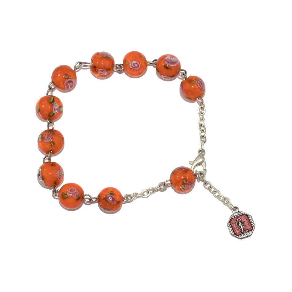 MONDO CATTOLICO Prayer Beads Adjustable Rosary Bracelet in Lume Glass