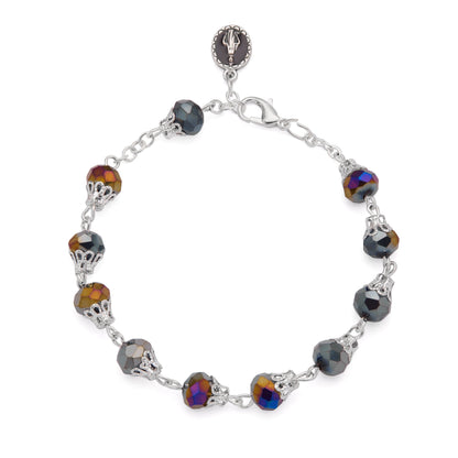 MONDO CATTOLICO ROMA Bracelet 22 cm (8.66 in) / 7 mm (0.28 in) Rosary Bracelet with Balloon-shaped Black Crystal Beads