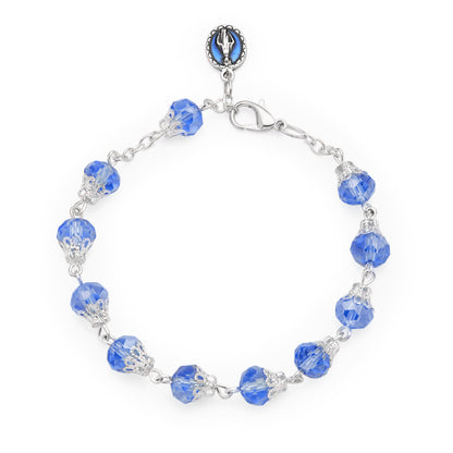 MONDO CATTOLICO ROMA Bracelet 22 cm (8.66 in) / 7 mm (0.28 in) Rosary Bracelet with Balloon-shaped Light Blue Crystal Beads