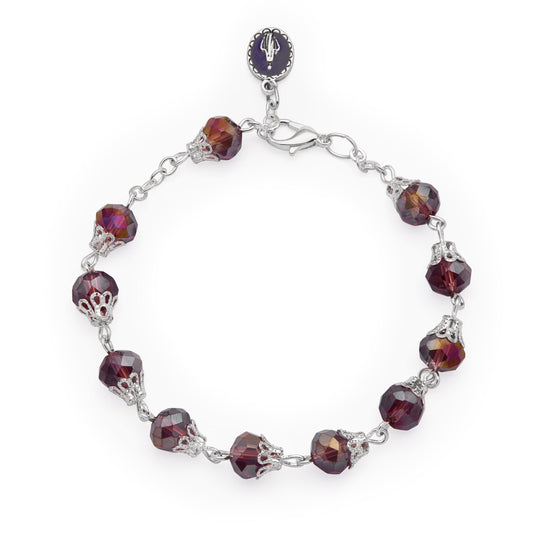 MONDO CATTOLICO ROMA Bracelet 22 cm (8.66 in) / 7 mm (0.28 in) Rosary Bracelet with Balloon-shaped Purple Crystal Beads